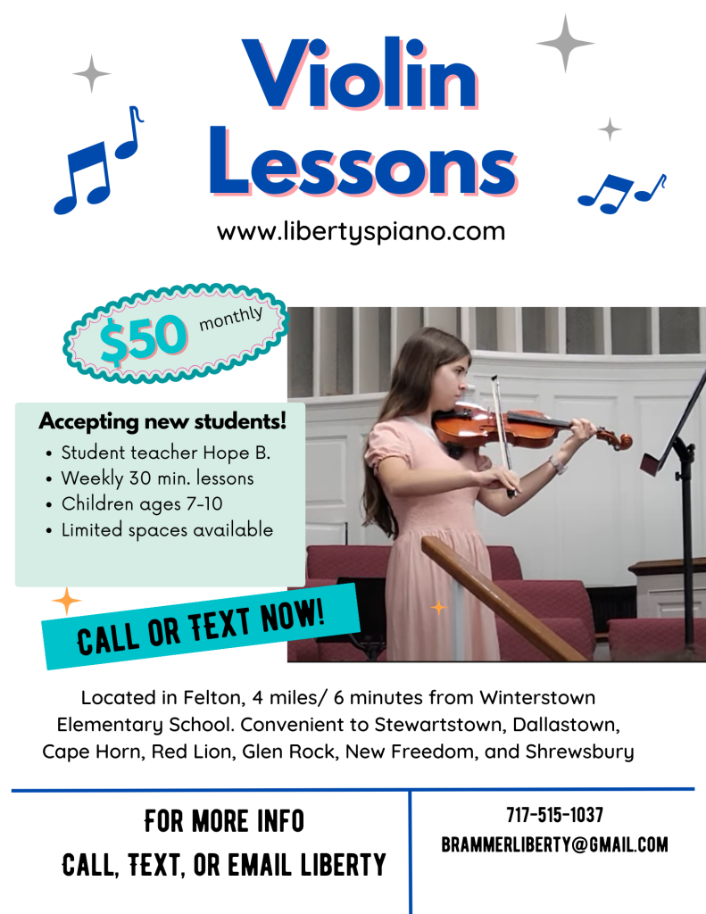 violin lessons offered in Stewartstown